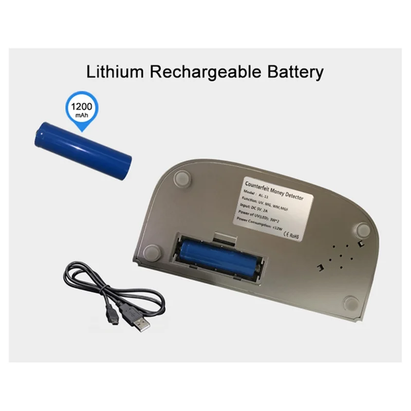 AT82-Batteria incorporata Rilevatore di banconote UV a luce LED Rilevatore di banconote portatile Contatore di valuta estera