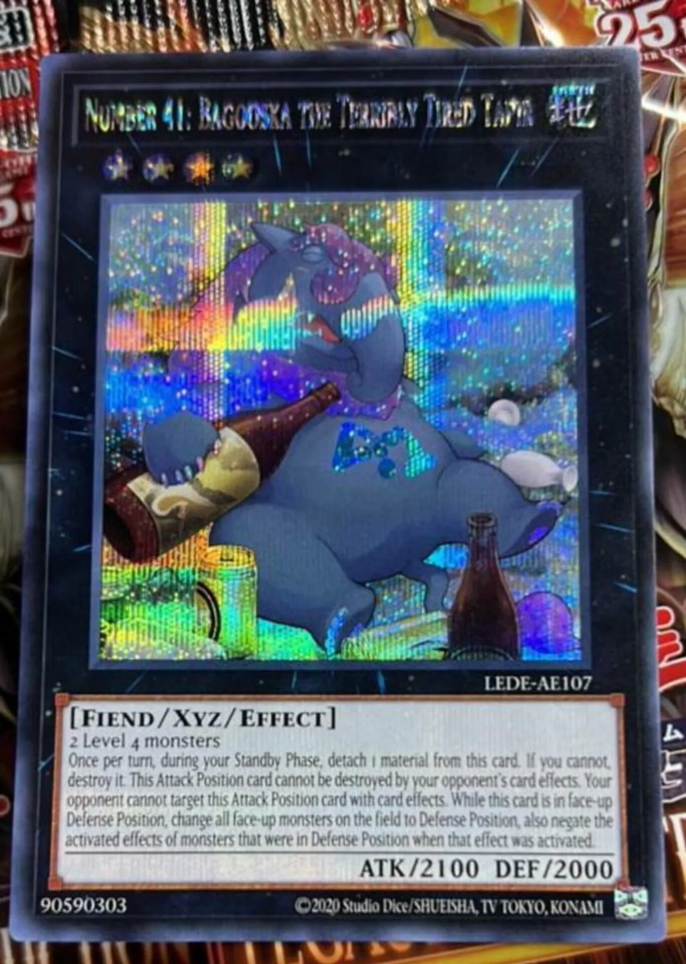 Yugioh KONAMI LEDE-AE107 Number 41: Bagooska the Terribly Tired Tapir Secret Rare Asian English Collection Mint Card