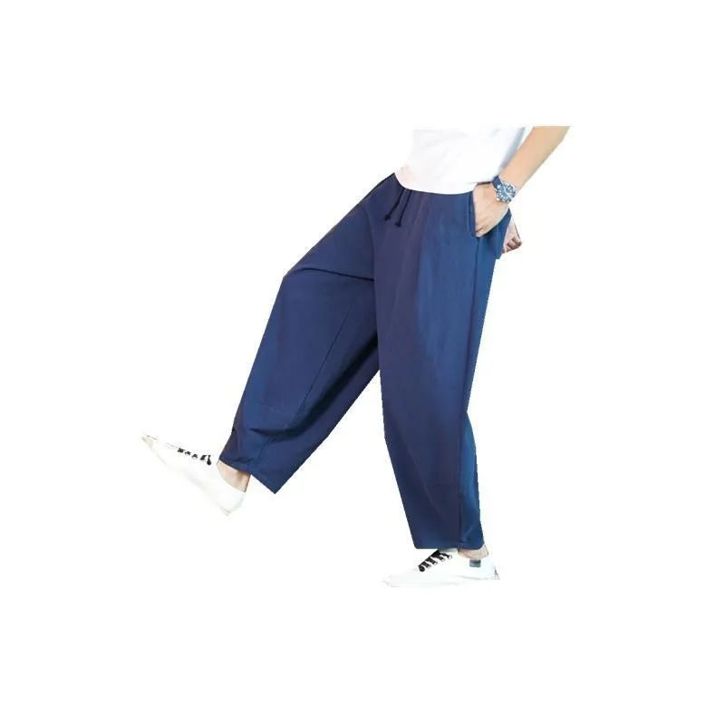 Chino Sle Loose Fit Baumwolle Leinen Herren Casual Hosen Harlan Laterne Hosen Herbst Winter Neue Sle Große Größe Monastic Wear