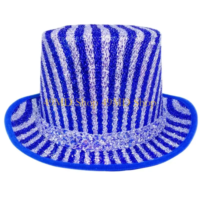 49MD Sequined Top Hat Stylish Magicians Hat Headwear Magical Show Magicians Costume