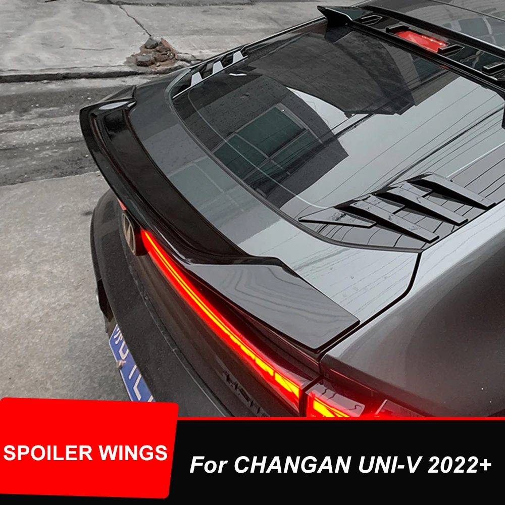 

For Changan UNI V 2022 2023 Rear Trunk Lid Duck Tail Spoiler Wings R Style Glossy Black Carbon ABS Tuning Accessories Parts