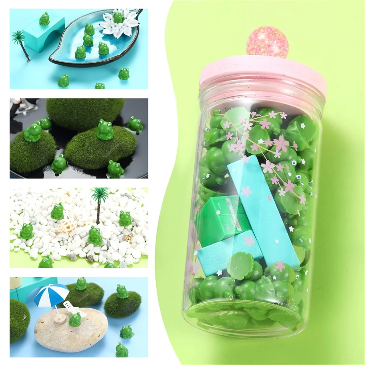البط الصغير 100 قطعة ديكور حديقة الضفدع الصغير التماثيل الضفدع الأخضر مصغرة ديكور المنزل الضفادع البلاستيكية الصغيرة الجنية حديقة ديكور #1