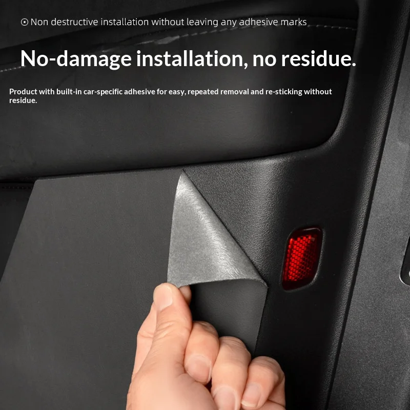 HOMEFISH For Car Door Anti Kick Pad Leather Sticker Trim Kit For Tesla Model Y Juniper Side Door Protector Interior Decoration image 3