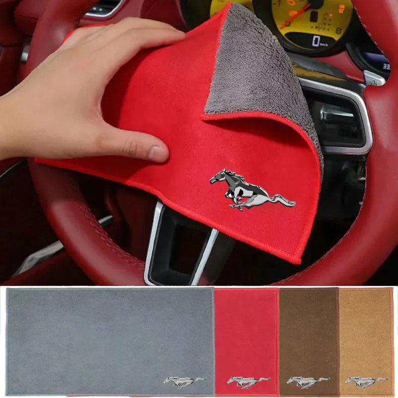 Car Beauty Care Cleaning Towel Coral Fleece Car Accessories For Ford Mustang SHELBY GT 500 350 2014 2015 2016 2017 2018 2021