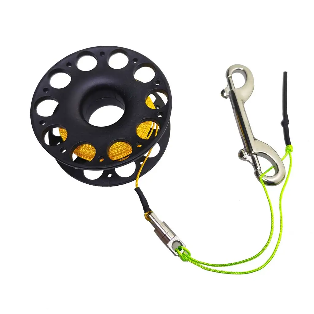Scuba Diving Reel 30Meters Finger Reel with Dive Double-Ended Bolt Snap Clip Scuba Dive Finger Spool Reel for Snorkeling Diving