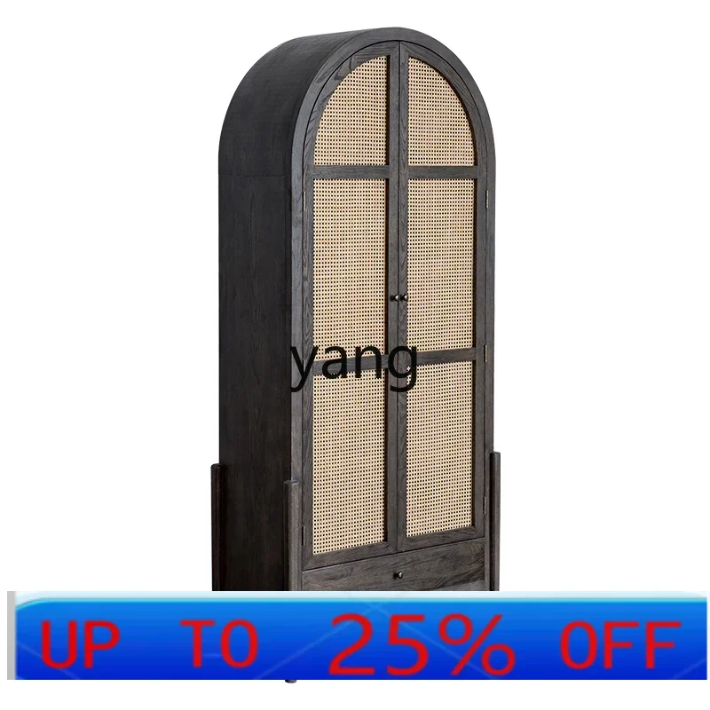 

LTT homestay solid wood creative retro rattan storage locker small apartment wardrobe home bedroom