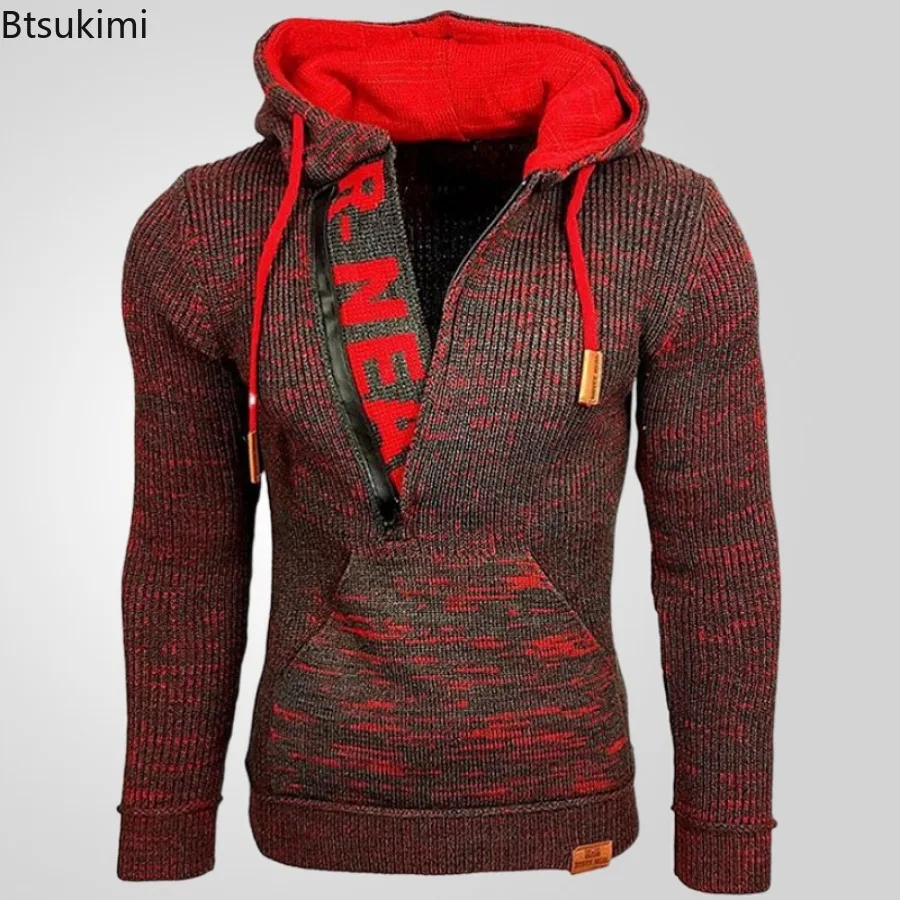 2025 Autumn Winter Men's Hooded Sweaters Warm Slim High Neck Sweater Long-sleeved Shirt Male Knitwear Mens Clothes Tops S-4XL - Image 6