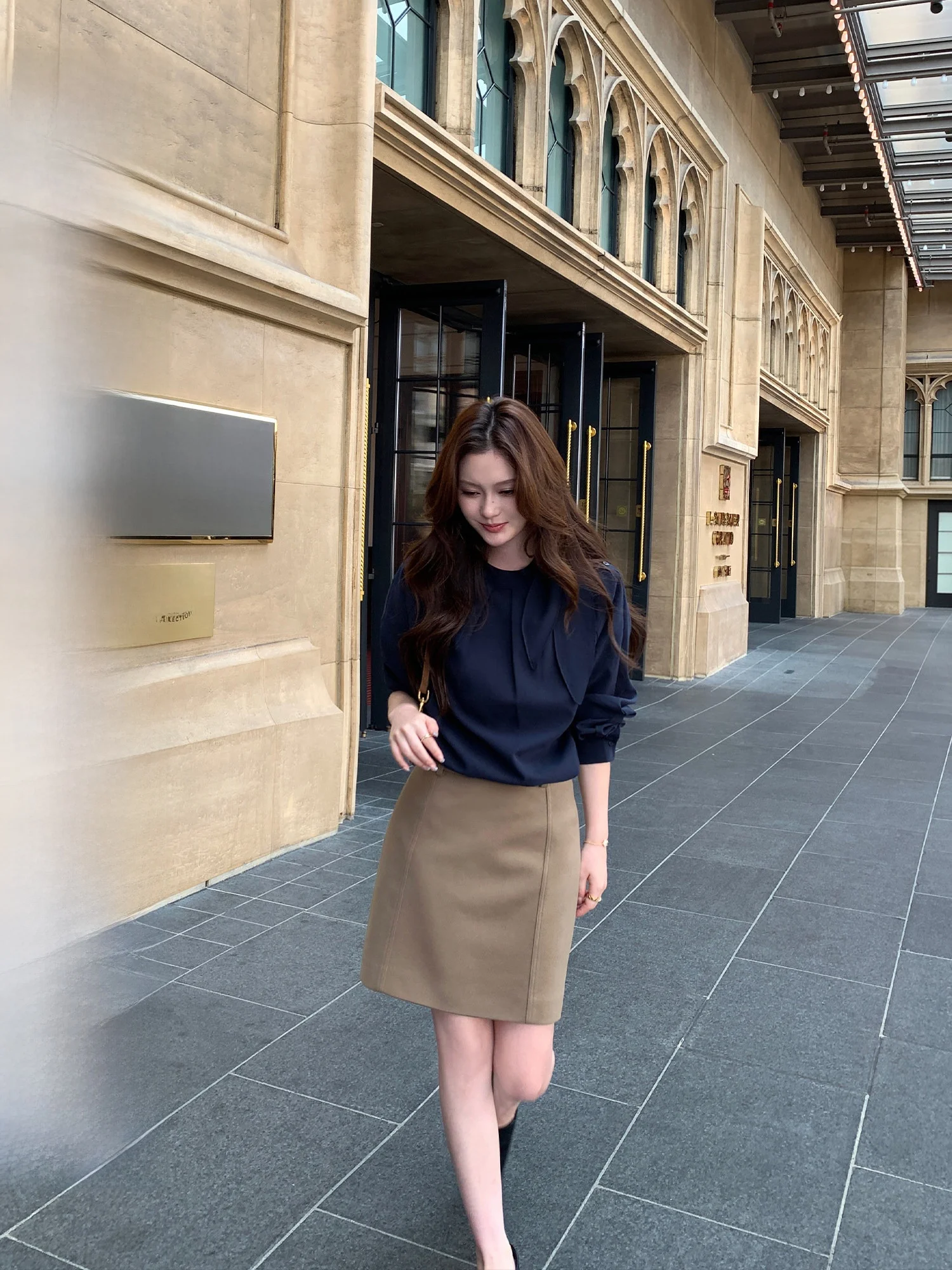 Pusumede Caramel Drunken Khaki High Waist Short Skirt Women's Slim Fit Half-length A-line Skirt Simple Daily Wear
