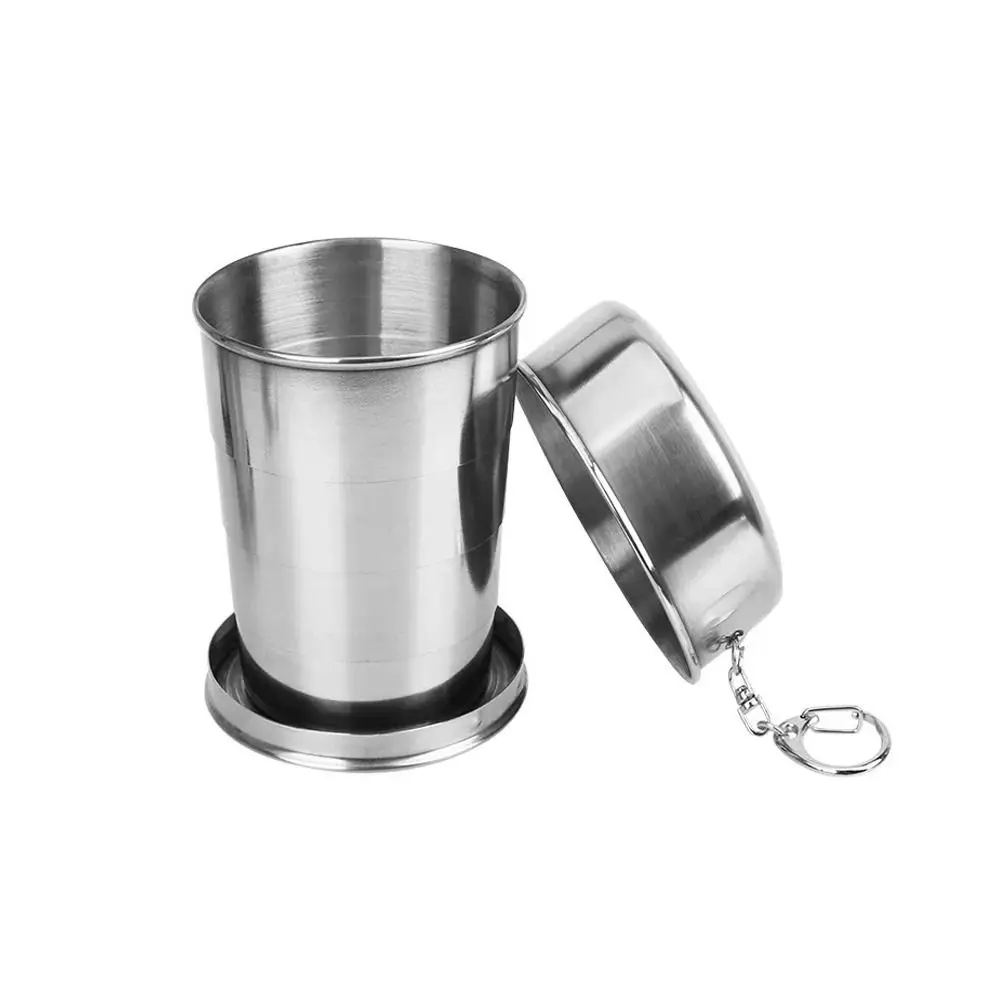 Multifunctional Stainless Steel Folding Cup Collapsible Portable Camping Mug 3 Size Stackable Outdoor Telescopic Cup Hiking