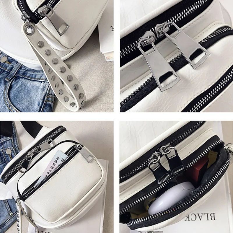 Stylish Solid Colour bright PU Leather Waist Packs For Women 2023 Female Fashion Shoulder Crossbody Bag Ladies Utility Chest Bag