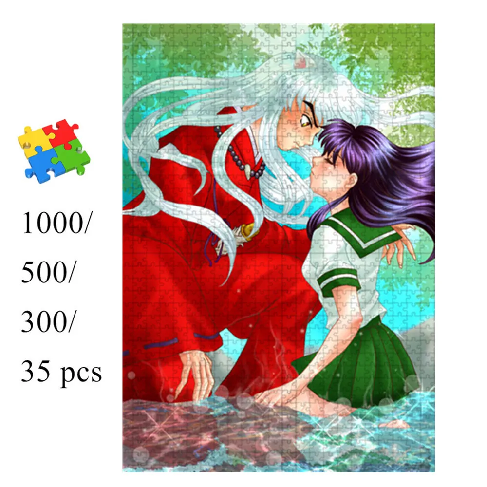 Puzzles 1000 Pieces Inuyasha Sesshoumaru Japanese Anime Wooden Jigsaw Puzzles for Adults Handmade Toys and Hobbies Friends Gift