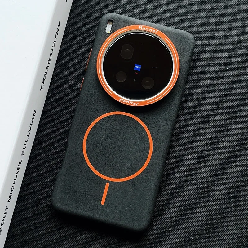 

Кожаный магнитный чехол премиум-класса для беспроводной зарядки для VIVO X200 Ultra X200s X100s X200 Pro X100 Ультра-металлический чехол для объектива камеры