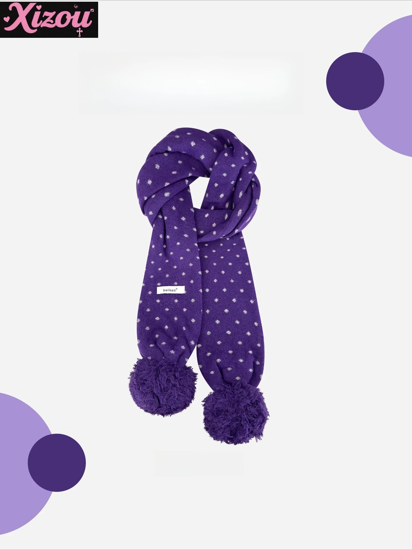 

Japanese Fashion Atmosphere Bright Color Soft Waxy Scarf Double-layer Big Hairball Temperament Warm and Versatile Soft Scarf