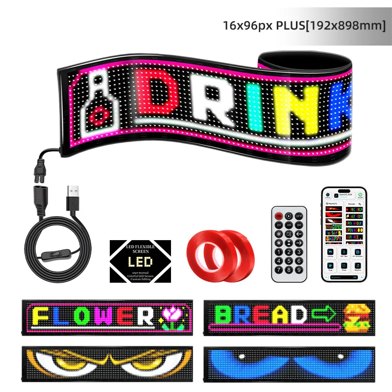 Truck Devil Eyes LED Flexible Screen Bluetooth App Dynamic Animation Sign Windshield Scrolling Advertising RGB Custom Decor Lamp