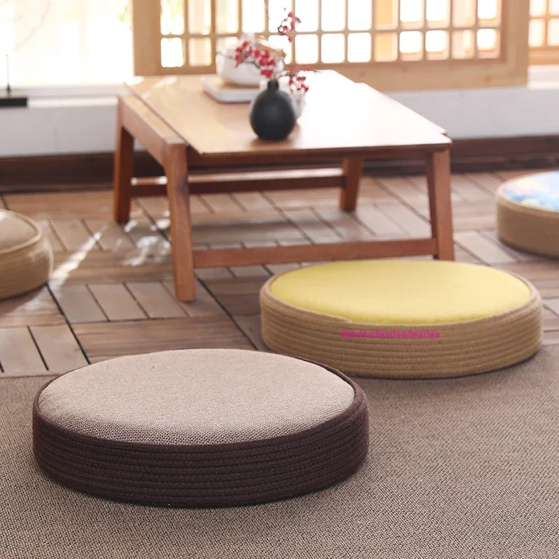 Fabric thickened round tatami mat bay window mat linen floor cushion