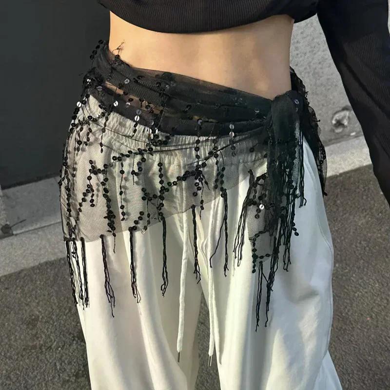 

Универсальная поясная цепочка для танца живота с кисточками, треугольный шарф, пояс, аксессуары для джазовых танцев, индийский танец, праздничная занавеска для пердежа