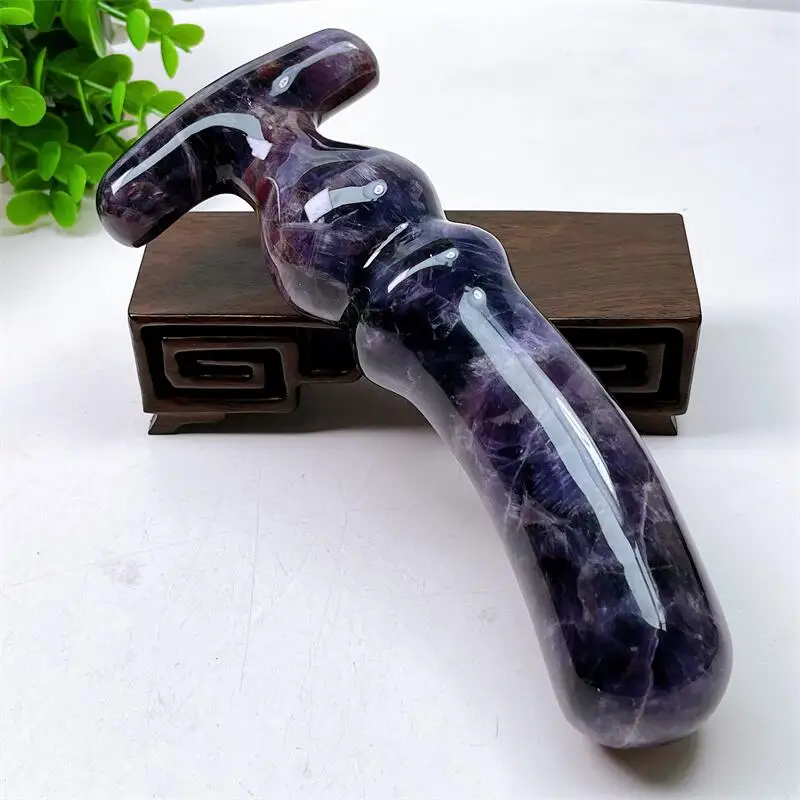 

Natural Crystal Dream Amethyst Penis Carving Wicca Decor Carved Figurine Healing Quartz Halloween Gift 1pcs