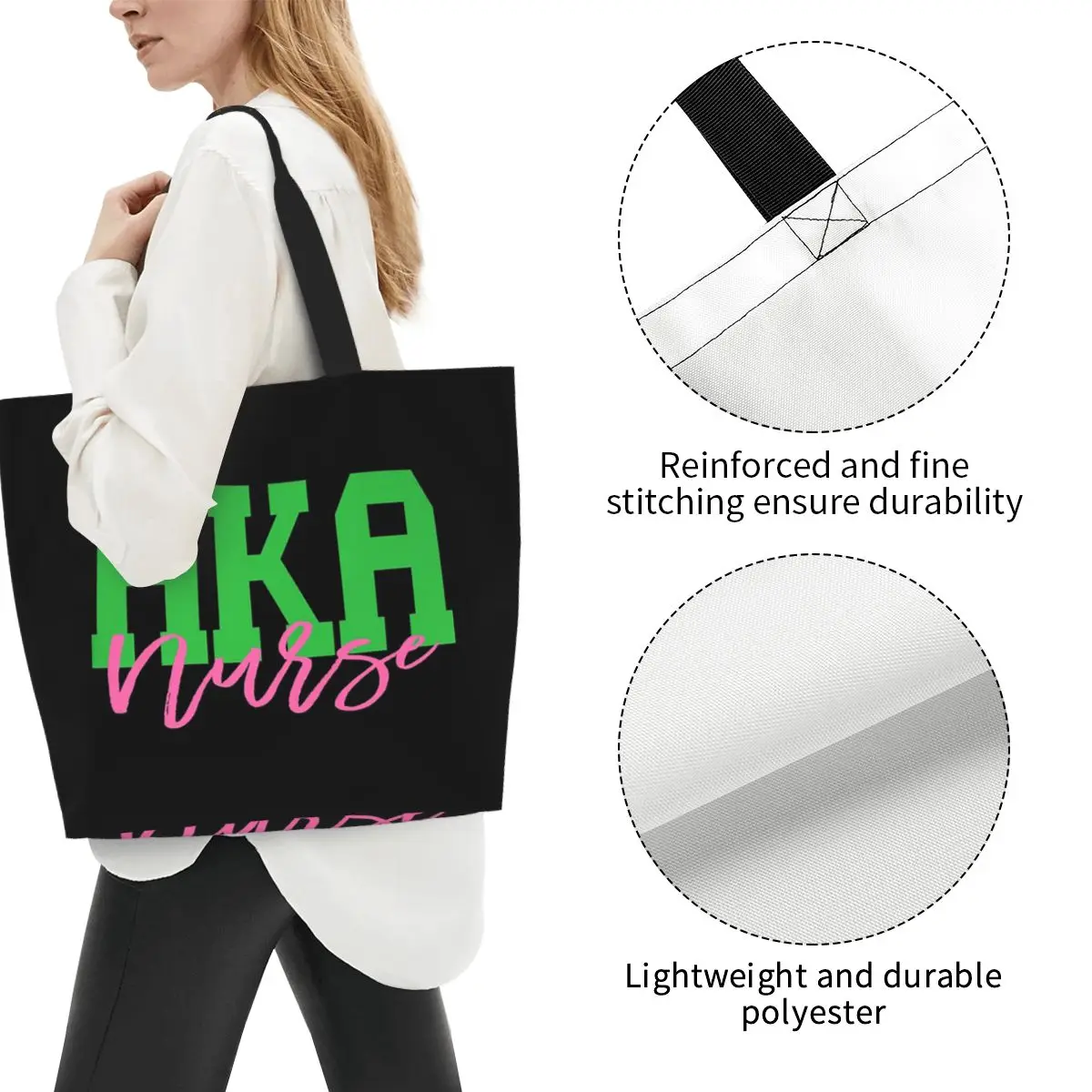 Aka Shirts Aka Gifts Aka Nurse Shopping Tote Bag Canvas Large Capacity Shoulder Bags Shopper Grocery Handbag for Women