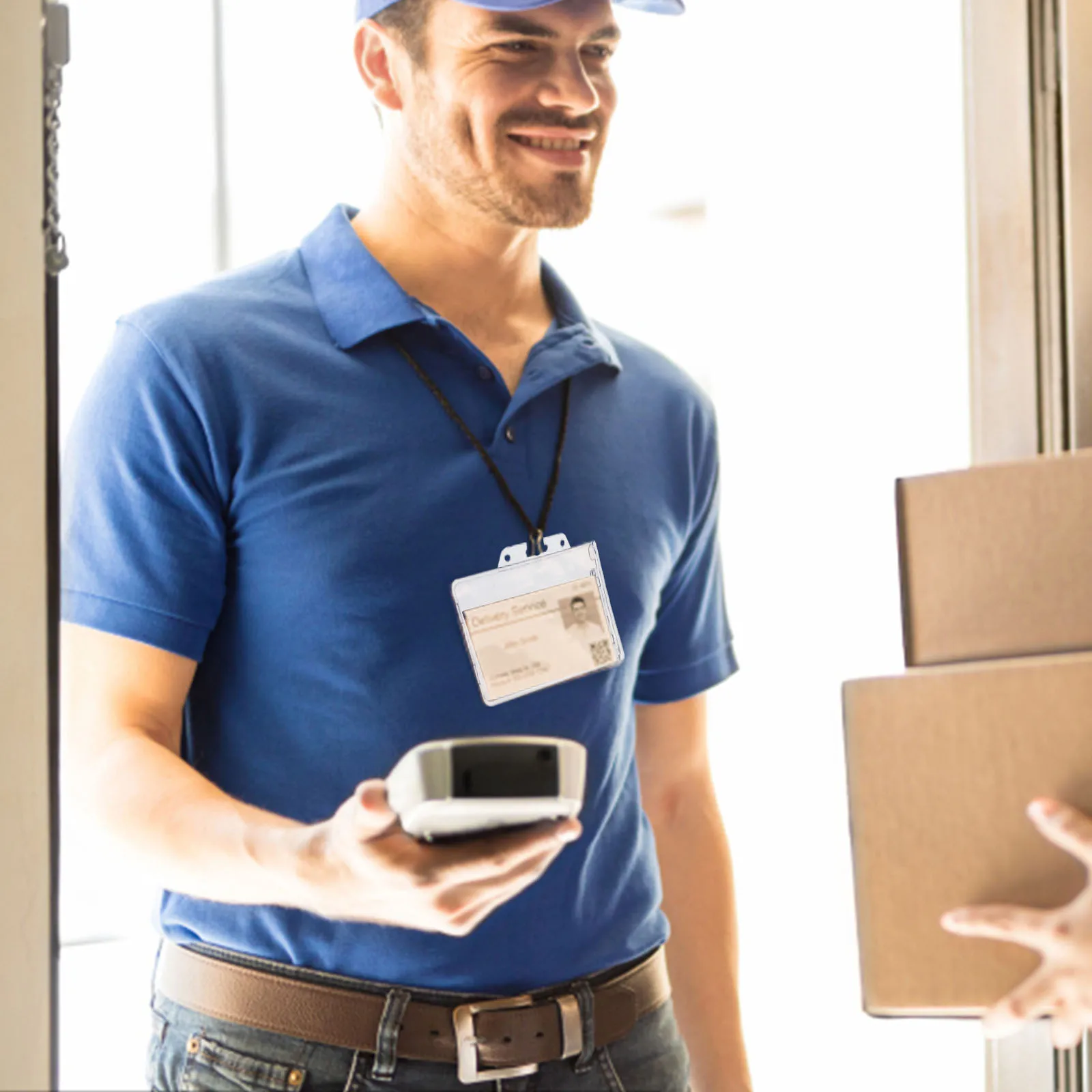 

5Pcs Id Card Sleeve Holder Transparent Protective Cover Sturdy Work Cards Case Portable Badge Clip for Business Credit Cards Use