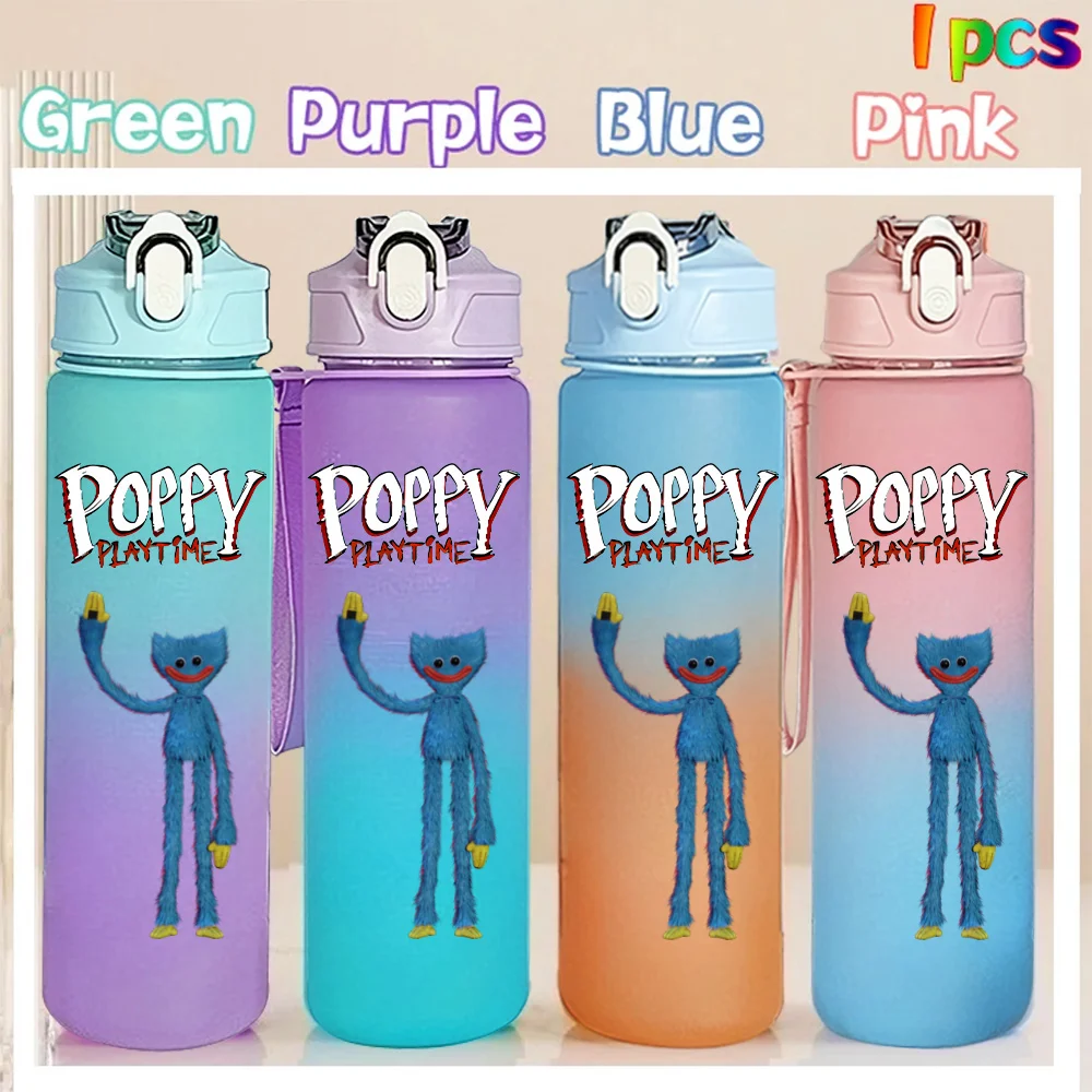 750ml Poppy Playtime Straw Bottle Camping Drinking Tools Student Cartoon Large Capacity Plastic Sports Water Cup Birthday Gifts view 4