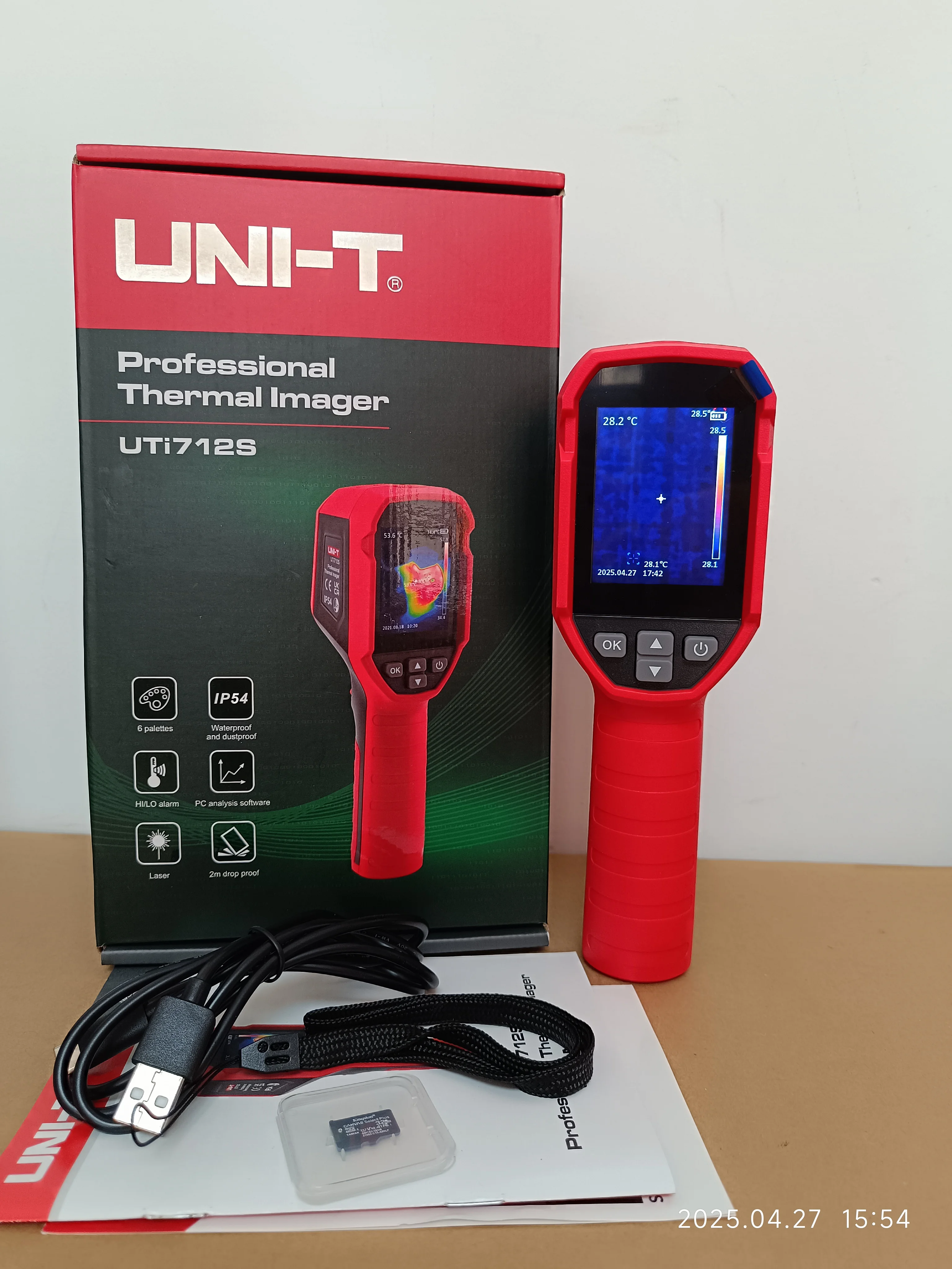 UNI-T Thermal Camera UTi712S Cost-Effective IP54/2m Drop Proof, 8H Battery, Laser, Temp Comp, Multi-Lang, for HVAC/Auto/Electric