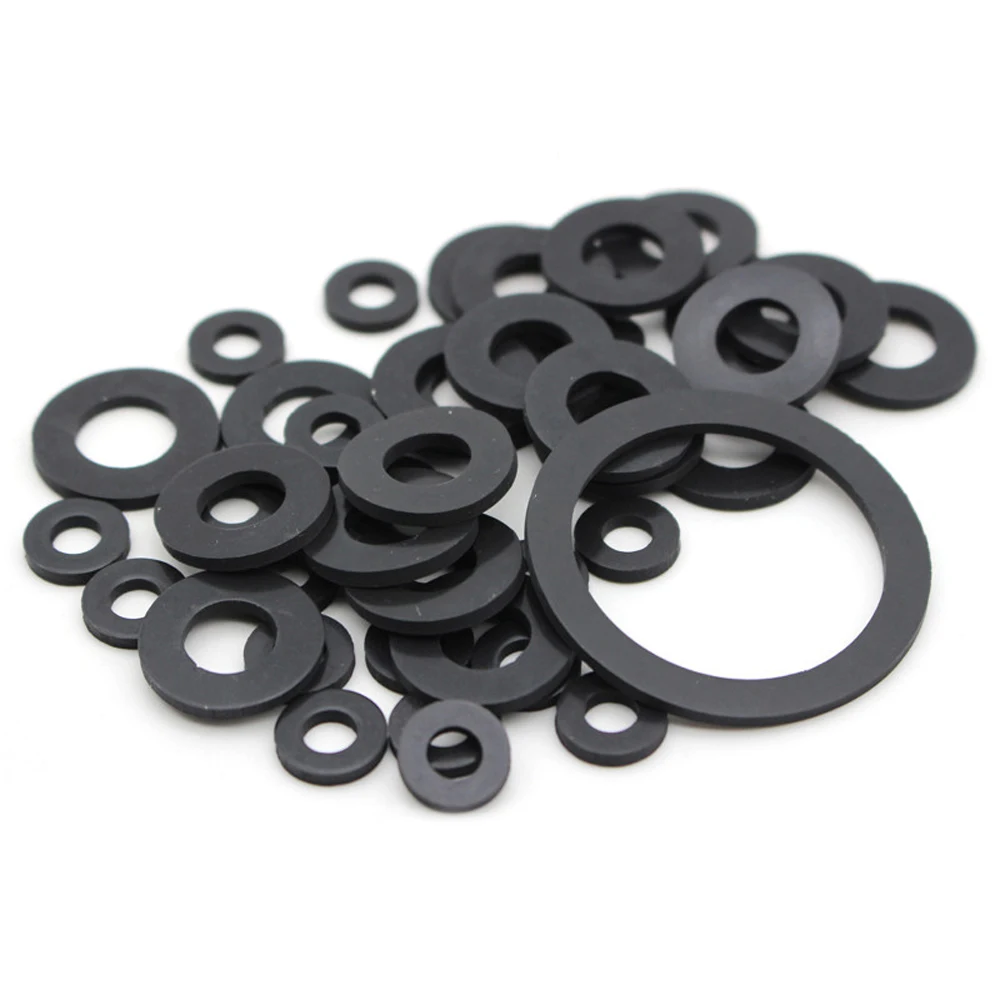 10pcs Black Rubber Flat Gasket Screw Washer Hose Plumbing Faucet Seal Washer Waterproof Sealing O-Ring M2 M3 M4 M5 M6 M8 M10 M12