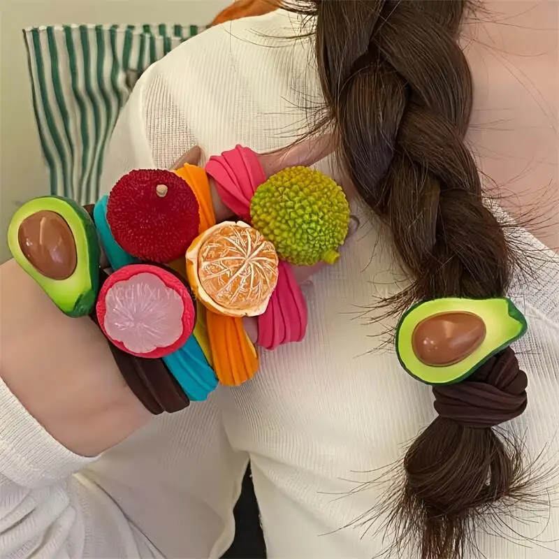 Chouchous en caoutchouc pour queue de cheval, élastique aux fruits, bandeau mignon et amusant, accessoires pour cheveux en tissu pour femmes et filles, nouvelle collection
