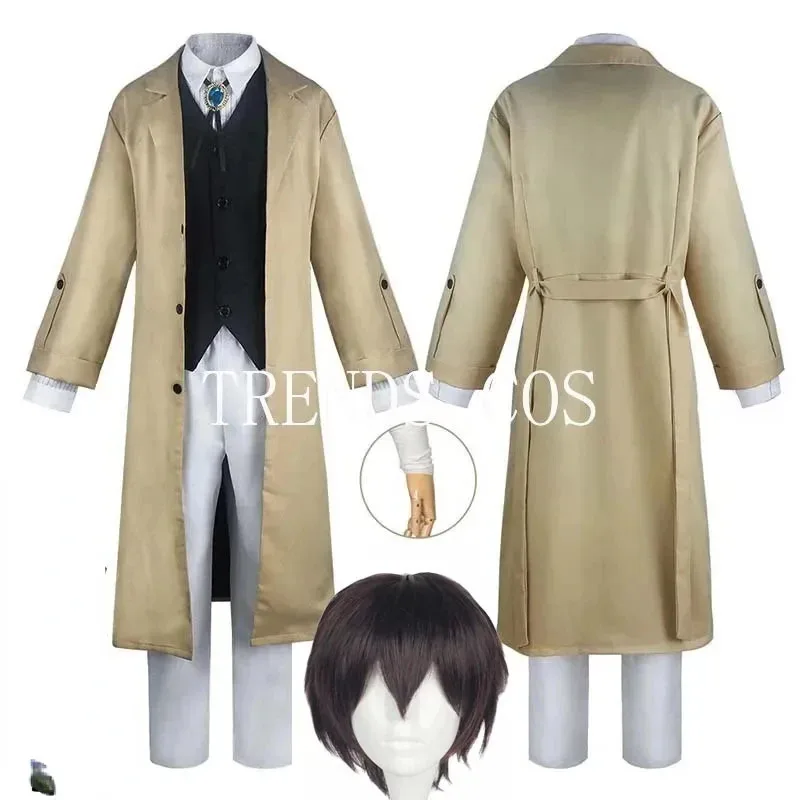 2025 New Cosplay Costume Outfits Anime Comic Con Detective Agency Dazai Osamu Khaki Full Set Role Play for Co ☆wrl☆