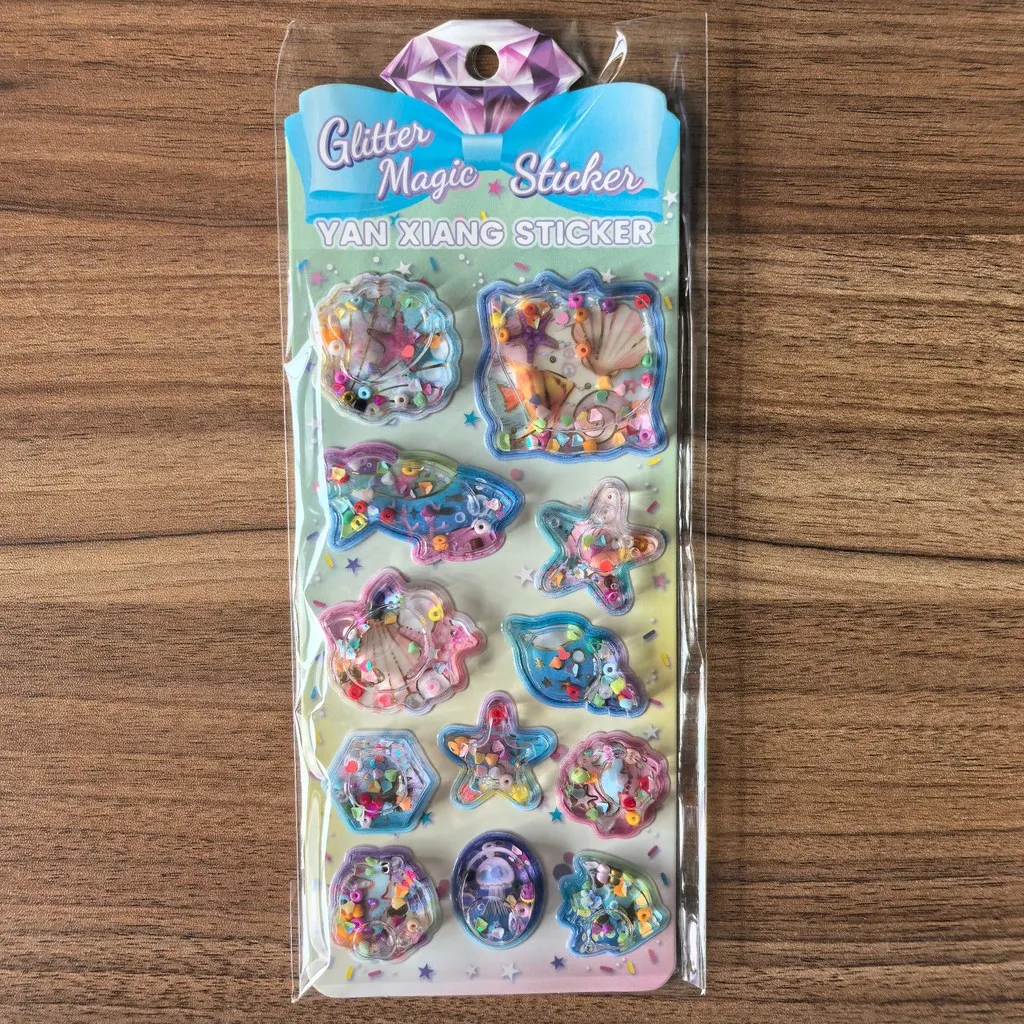 مجموعة ملصقات سحرية لامعة مكونة من 4 قطع شارات زخرفية مملوءة بالترتر لمذكرات المجلات والحرف اليدوية للأطفال لتسجيل متجر YourLife