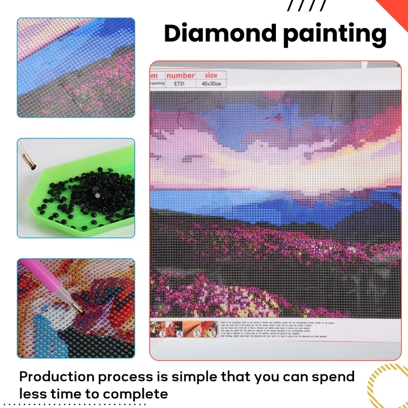 ABXF-DIY 5D bordado de diamantes paisaje amanecer y patrón de flores púrpuras pintura diamantes de imitación Kits de diamantes D170