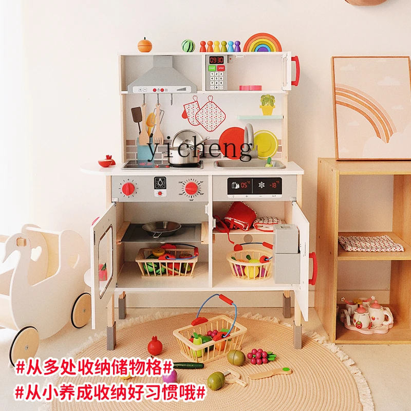 Zz لعب الأطفال الفاخرة المطبخ الصوت والألعاب الخشبية الخفيفة 3-6 سنوات محاكاة الثلاجة محاكاة
