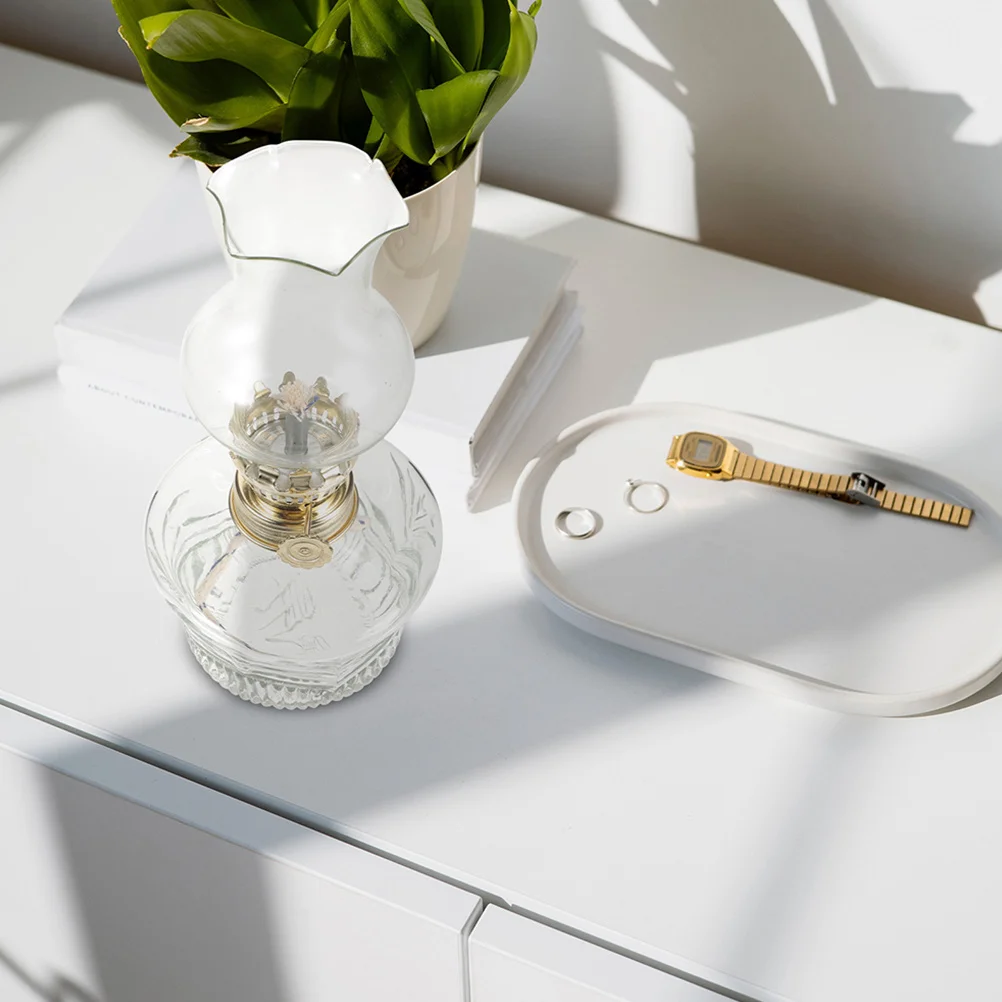 

2Pcs Clear Glass Chimney for Lamp Stable Texture Exquisite Design Bright Clear Lighting Oil Lamp Chimney Replacement