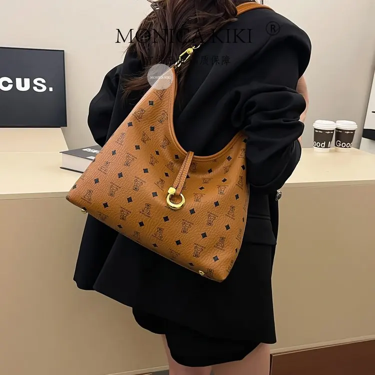 

Роскошная сумка в форме полумесяца для подмышек 2025 года, просторная женская сумка через плечо для пригородных поездок, через плечо «день-ночь», повседневная сумка-слинг, кожаная сумка