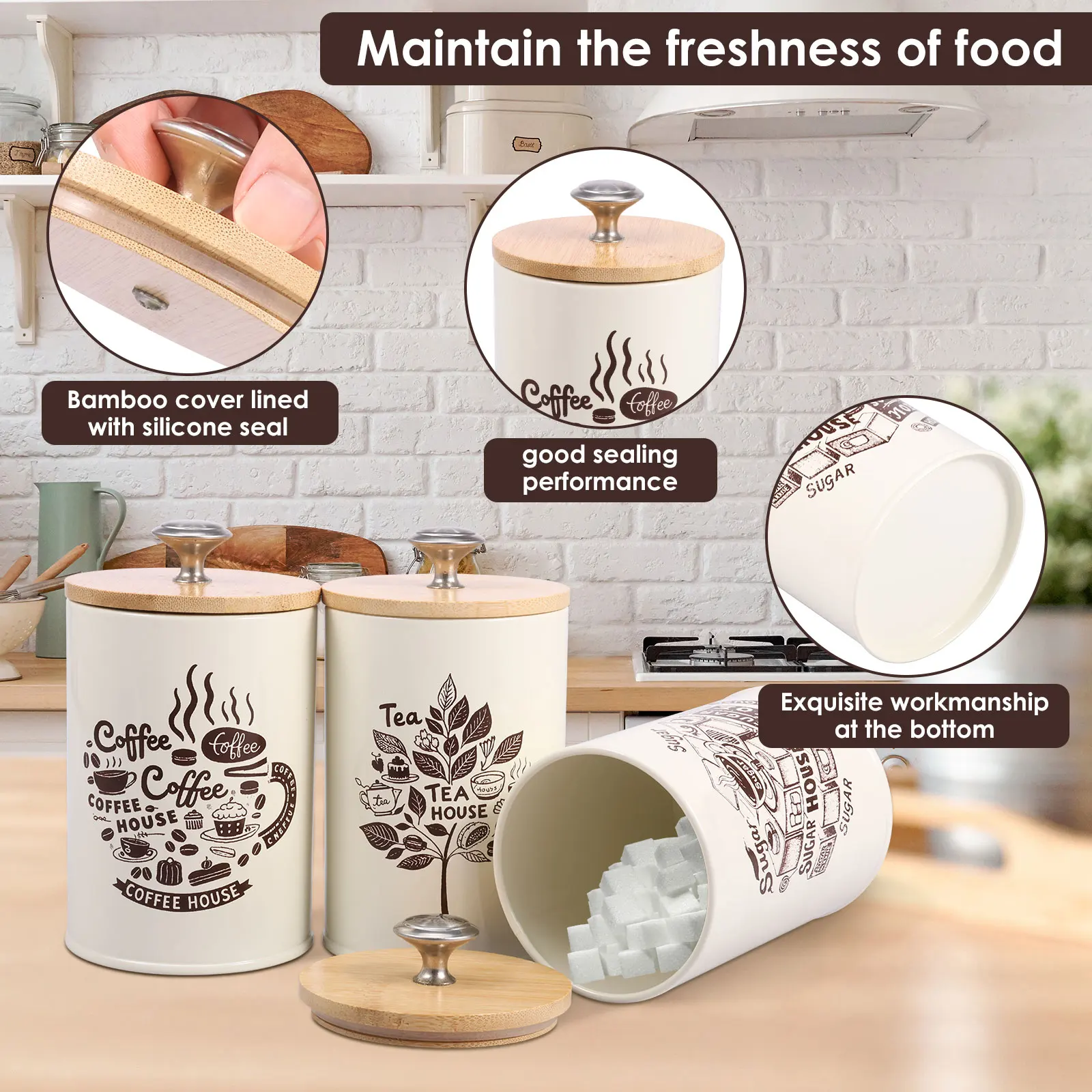 3 Stuks Thee Koffie Suikerbussen Met Deksel Metalen Voedselopslag Kan Veelzijdige Thee Koffie Suikercontainer Voor Keuken Opslag Leveranties