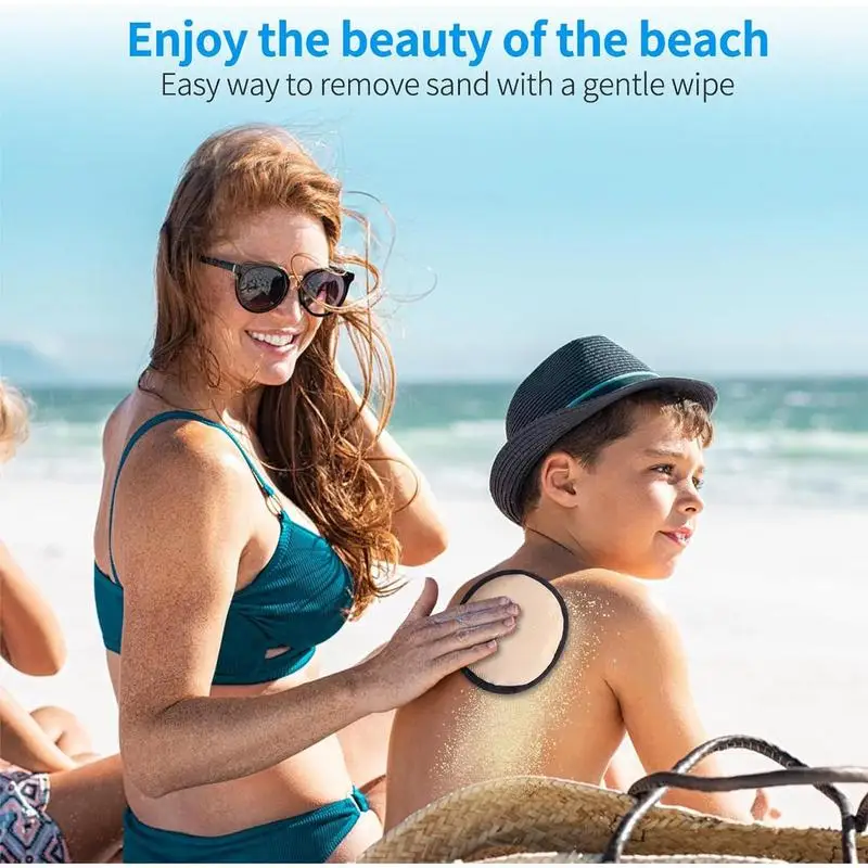 Borrador de arena para vacaciones en la playa, bolsa de manopla para limpiar arena, accesorios de viaje para acampar, manoplas de limpieza suaves para exteriores