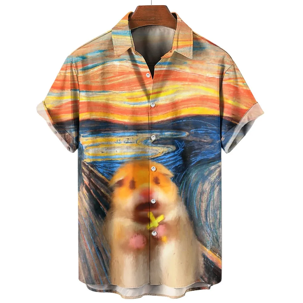 Fashion Men's Short Sleeve Shirt Oversize OMG Panda Graphic Print Shirt For Men OMG Animal 3D Sublimation Stylish Men's Clothing