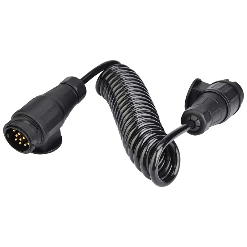 Adaptador estilo europeo, enchufe de remolque de 13 pines, Cable de resorte, adaptador de conector para remolque de coche, caravana y camión