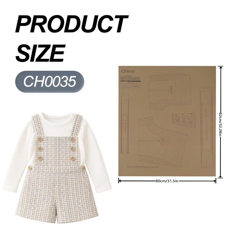 Plaid Kids Short Overalls Sewing Patterns, Sewing Patterns for Beginner, Easy Sewing Project,Step-by-Step Instructions