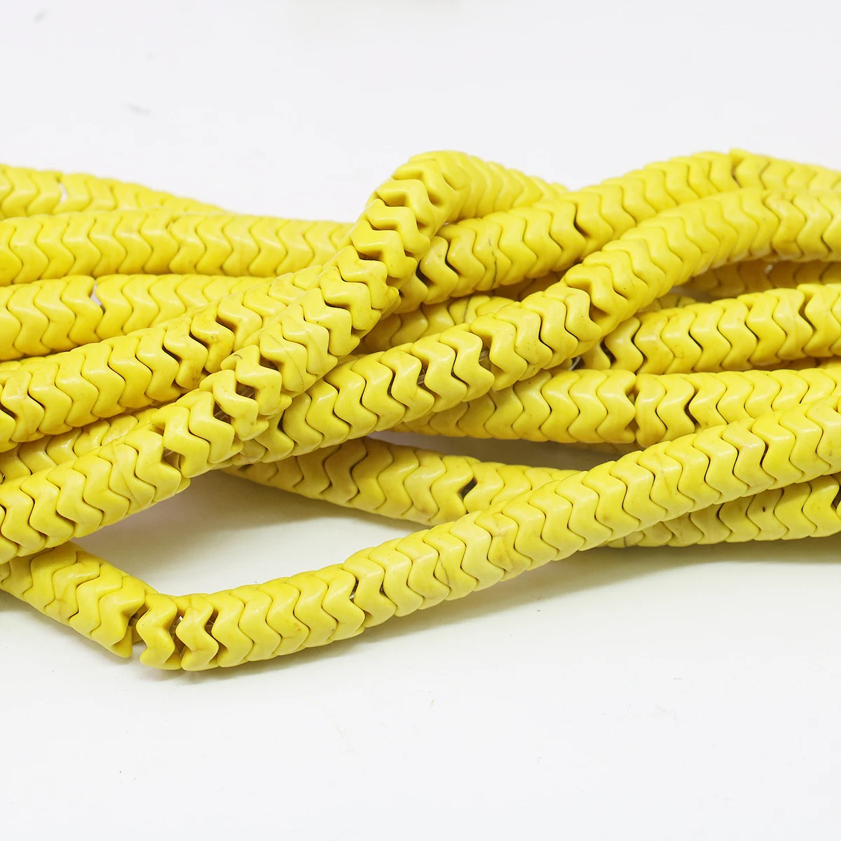 8mm Wave Yellow Turkey Turquoise Howlite Chalcedony Beads DIY Loose 15inch Jewelry Making Semi Semi Finished Stone Laminated