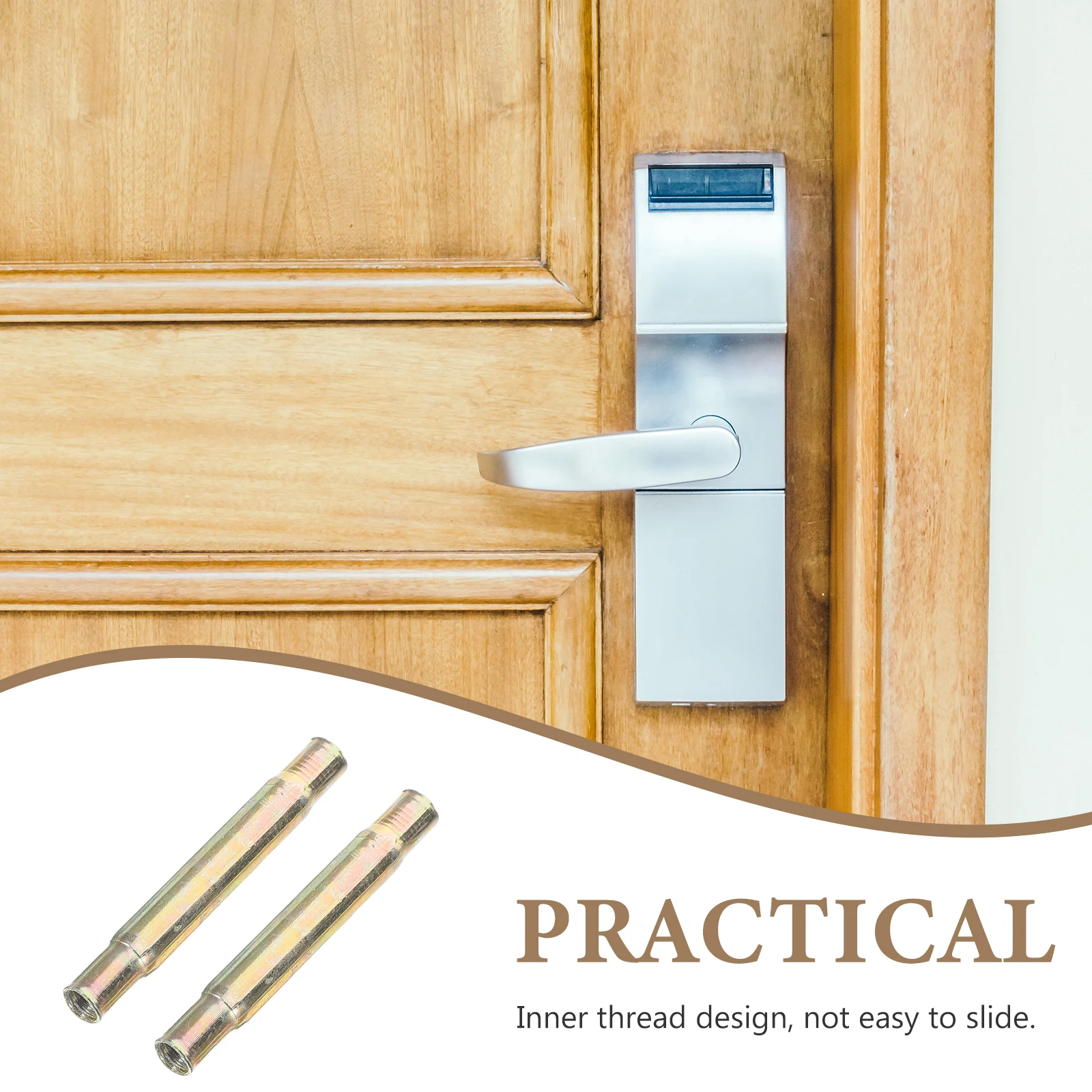 

2Pcs Door Lock Connectors Durable Stainless Steel Inner Thread Replacement Door Handle Lock Accessories for Gates Doors