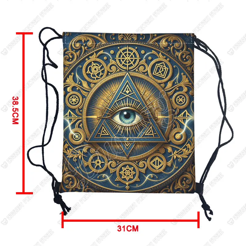 Cool All Seeing Eye Pattern Backpack The Mysterious All Seeing Eye Drawstring Bag Large Capacity Storage Bag Shoes Holder