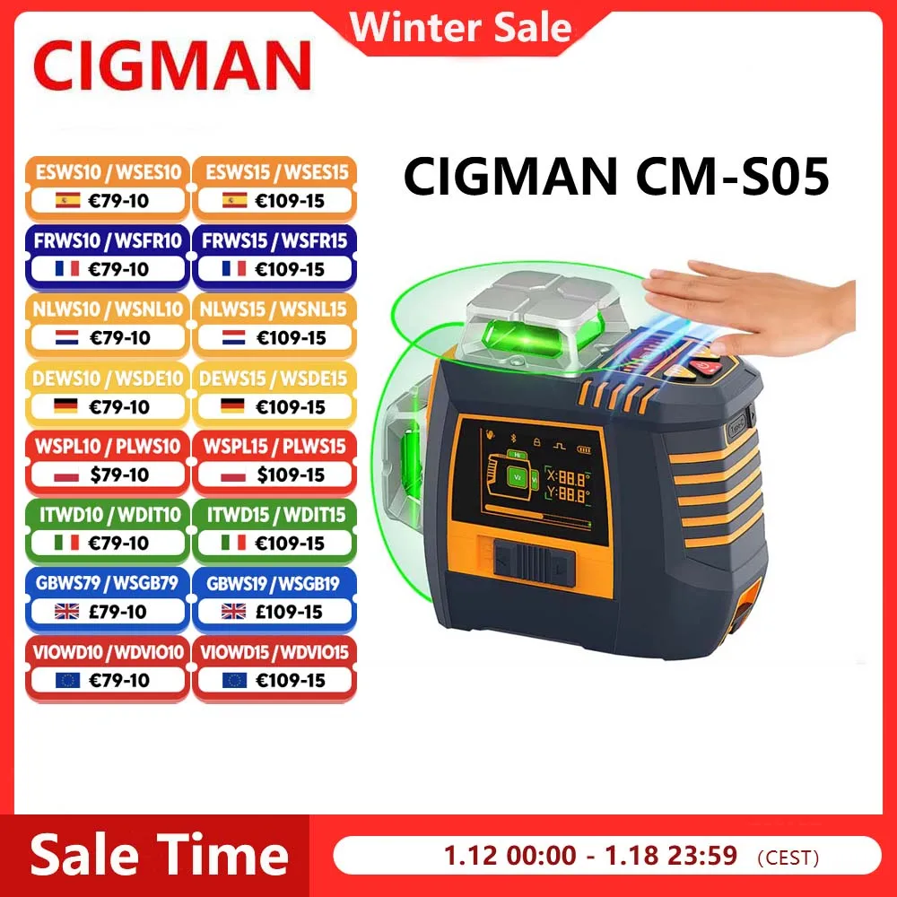 CIGMAN CM-S05 Controllo gesti Livello laser a 12 linee APP e telecomando con livellamento automatico ad alta precisione