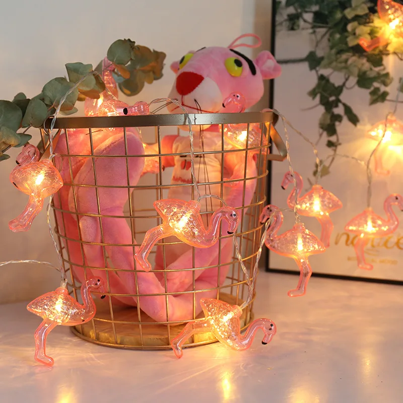 Creative Animal Modeling String Lamp Indoor Red Flamingo Decorative Colored Lights LED Battery Lights Festive Decorative Lights