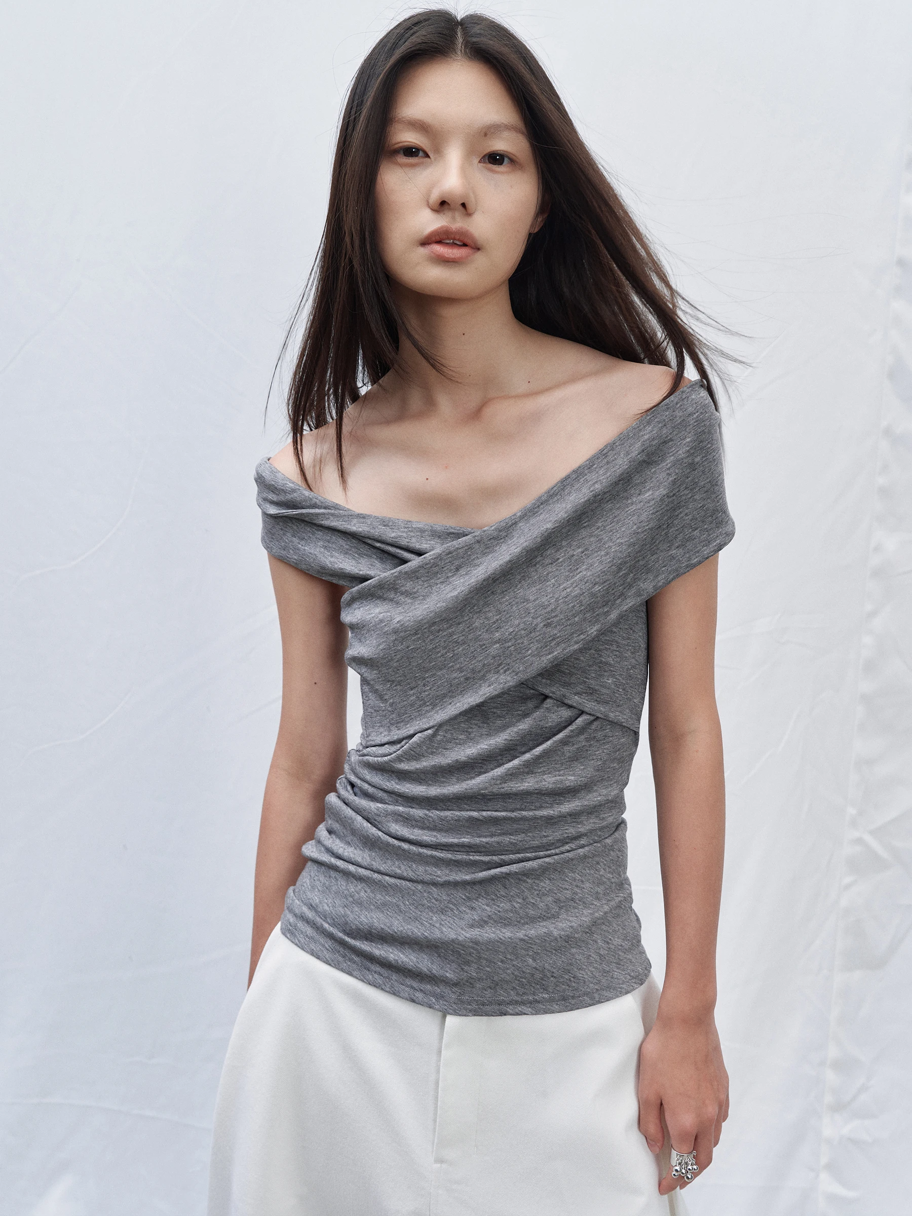 SHKUCO Versatile Comfortable Soft Silk Wool Multi-Way Wearable Tube Top Women's Casual Style Short Sleeve Slim Fit T-Shirt