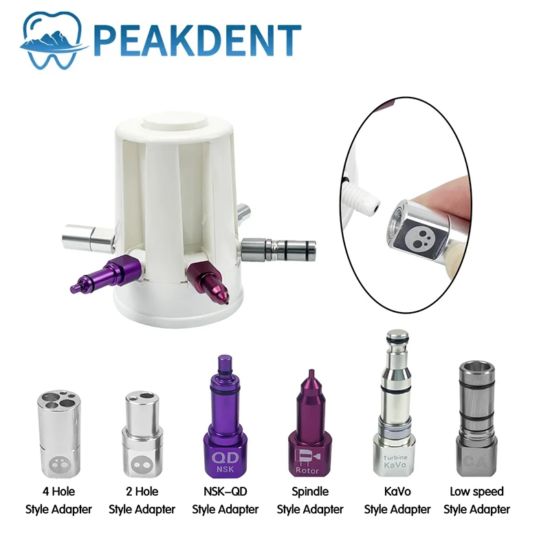 PEAKDENT Dental Handpiece Cleaning Oil Lubricator With 5 Style Connector Portable Maintenance Tools Dental mobile oil injector