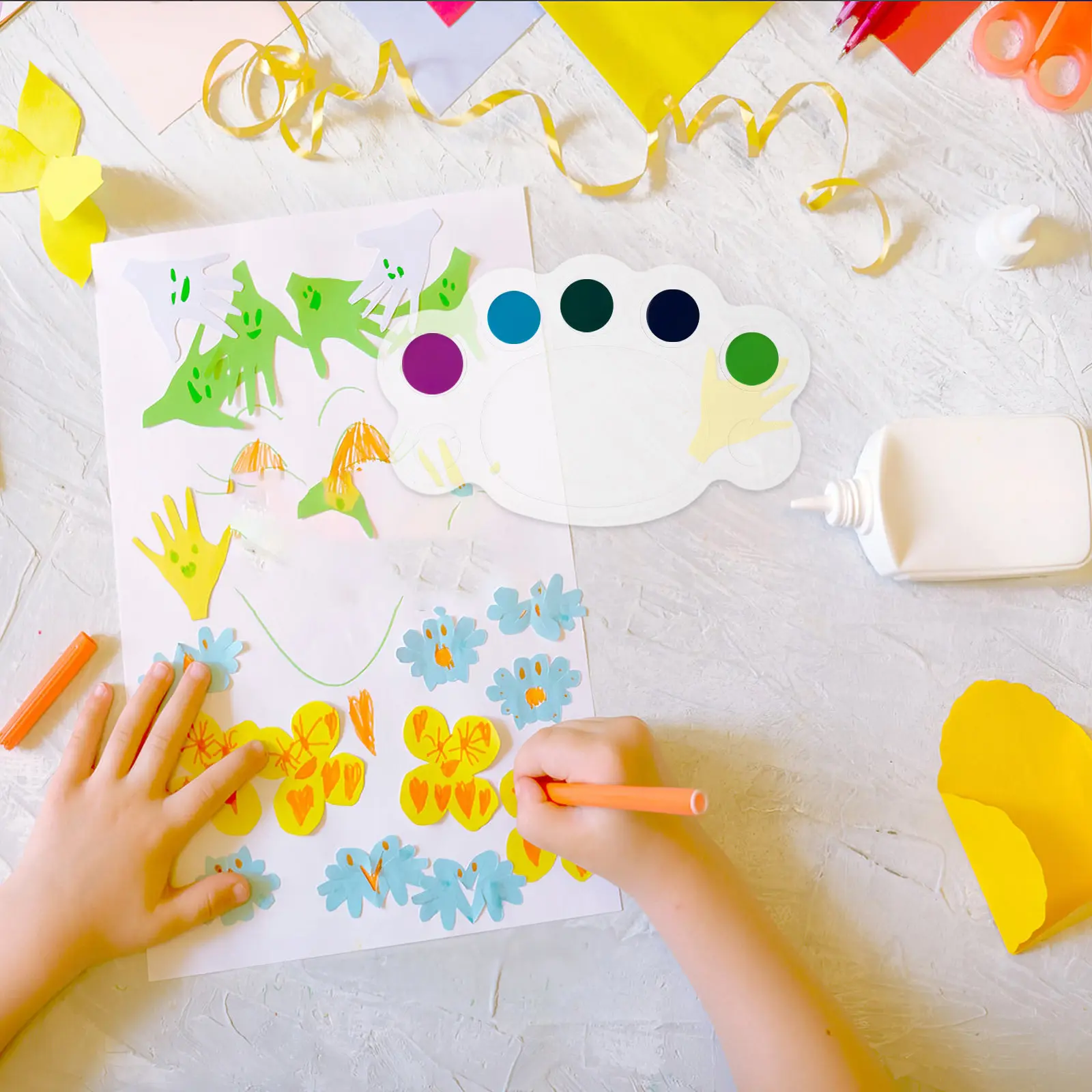 50Pcs Child Friendly Foot Shaped Clear Plastic Paint Palette Watercolor Mixing Tray for Kids Artists Bulk Disposable Painting