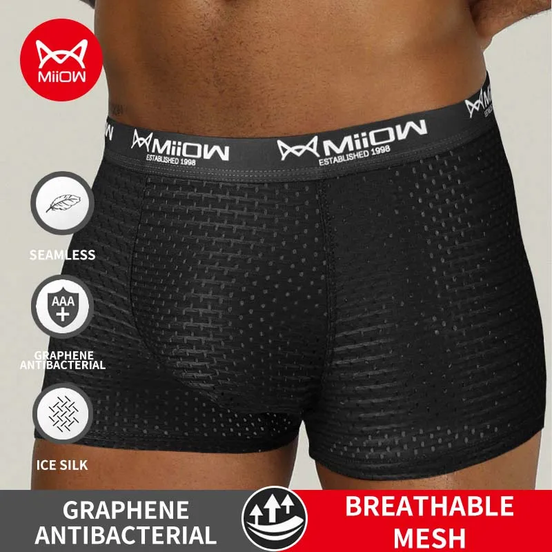 MiiOW-Calzoncillos Bóxer sin costuras para hombre, ropa interior Sexy, lencería, 4 colores, XL-4XL