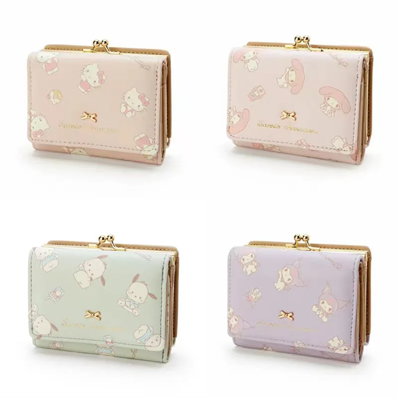 

Hello Kitty Card Bag Cute Anime Versatile Kt Women Bag Cinnamoroll My Melody Floral PU Chain Buckle Kawaii Girl Gift Wholesale