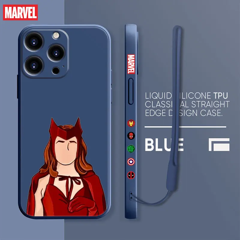 Luxury Liquid Silicone Phone Case For iPhone 15 14 13 12 11 Pro Max Mini X XR XS Max 7 8 Marvel Loki Wanda No Face Art Cover