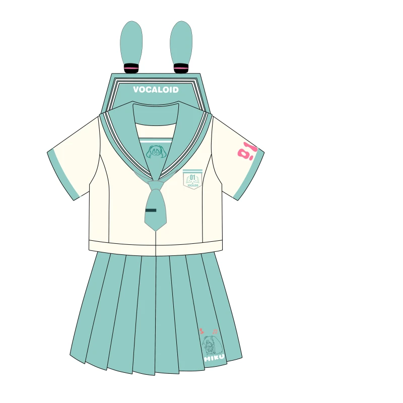 Two-Dimensional Anime Hatsune Miku Cos Suit Cute Student Jk Uniform Pleated Skirt Set Sailor Suit Short-Sleeved Skirt Suit Gifts